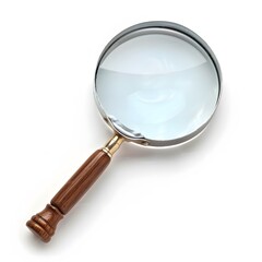 Magnifying Glass with Wooden Handle on White Background
