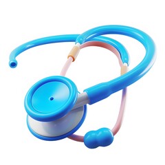Blue Stethoscope on White Background for Medical Use and Health