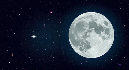 Stunning Space Background with Moon & Stars - Lunar Surface, Galaxy, Celestial Night Sky Scene - Cosmic Science Fiction Art, Wallpaper, Digital Design for Phone & Desktop