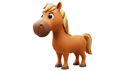 Adorable 3D Render of a Brown Cartoon Horse
