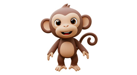 Adorable 3D Render of a Happy Baby Monkey