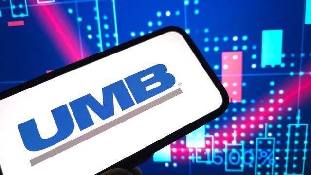 Konskie, Poland - March 08, 2025: UMB Financial Corporation company logo displayed on mobile phone