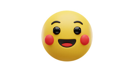Smiling 3D Emoji: Joyful Yellow Face with Red Cheeks
