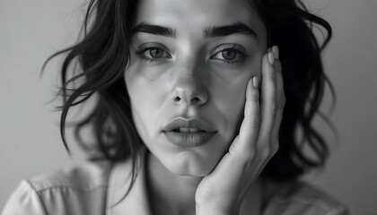 Muted Black-and-White Profile Portrait of a Woman