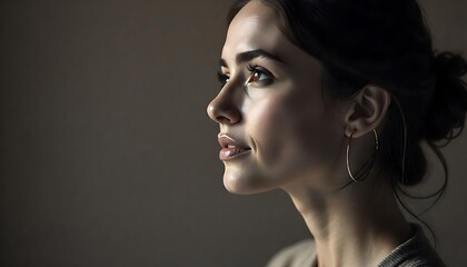 Muted Black-and-White Profile Portrait of a Woman