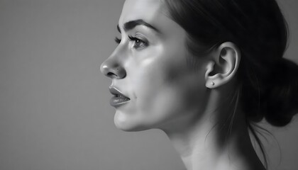 Muted Black-and-White Profile Portrait of a Woman