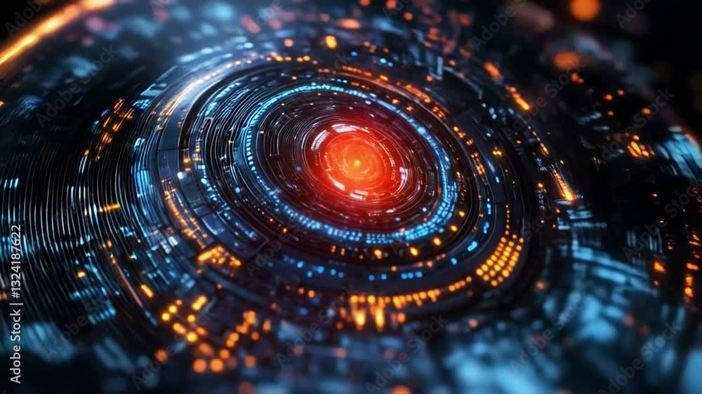 Poster This visual representation showcases an abstract depiction of quantum computing principles such as qubits, superposition, and entanglement in a futuristic digital environment.