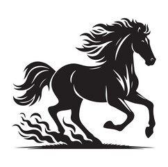 Horse vector silhouette design, isolated white background.