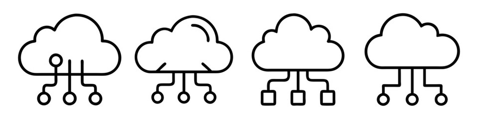 cloud computing icon, cloud computing line art - simple line art of cloud computing, perfect for cloud computing logos and icons