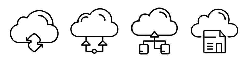 cloud storage icon, cloud storage line art - simple line art of cloud storage, perfect for cloud storage logos and icons