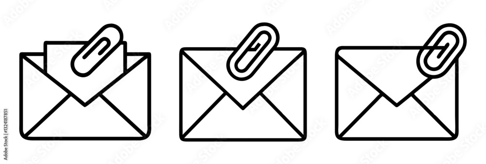 Poster email attachment icon, email attachment line art - simple line art of email attachment, perfect for 