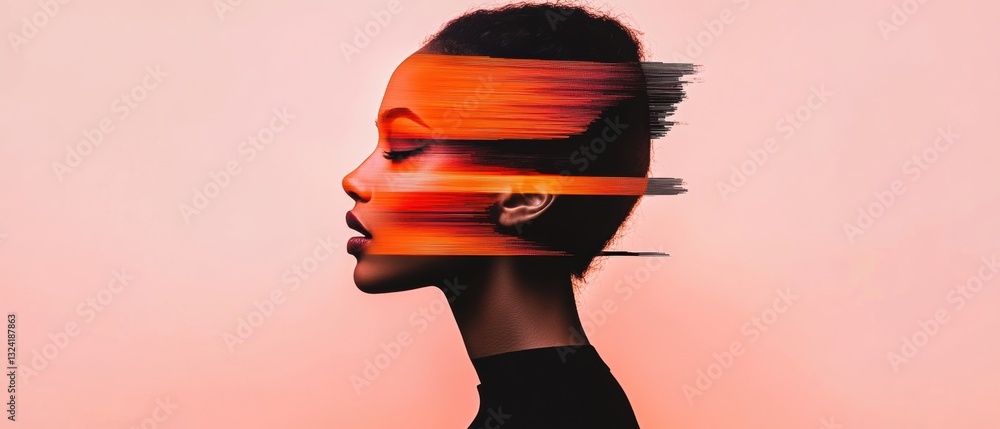 Poster Digital Consciousness Blurred Silhouette Exploring Cognitive Fragmentation in Next-Gen AI Visual Narratives - Innovative Tech Identity Design