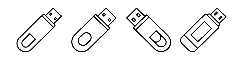 usb flash drive icon, usb flash drive line art - simple line art of usb flash drive, perfect for usb flash drive logos and icons