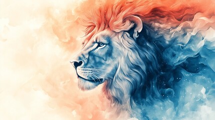 whimsical watercolor lion, , majestic animal portrait, soft watercolor illustration, fantasy wildlife art, lion head art, watercolor fantasy, gentle lion face, ethereal animal painting