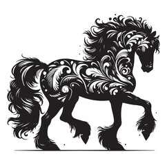 Horse vector silhouette design, isolated white background.