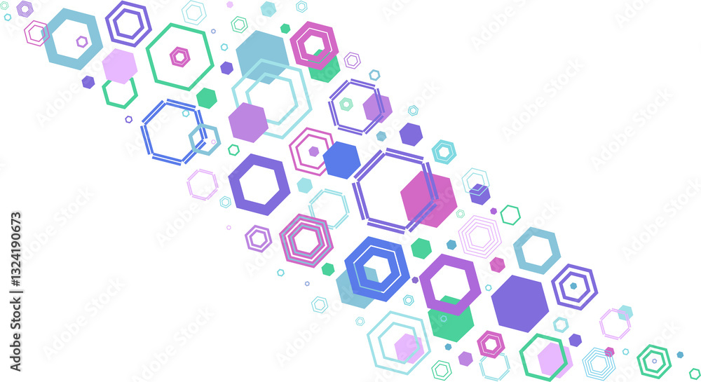 Poster abstract geometric background. a pattern of multi-coloured hexagons arranged diagonally. used to des