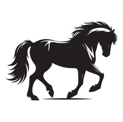 Horse vector silhouette design, isolated white background.