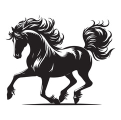 Horse vector silhouette design, isolated white background.