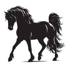 Horse vector silhouette design, isolated white background.