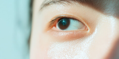 Close-up of Human Eye and Facial Skin Texture