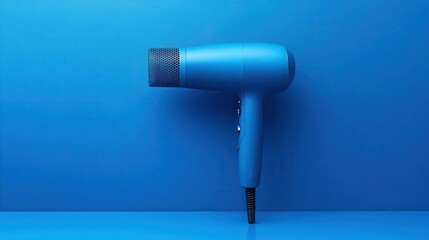 A sleek, blue hairdryer, its ergonomic handle promising comfort, sat proudly against a backdrop of vibrant blue, exuding an aura of both functionality and style.