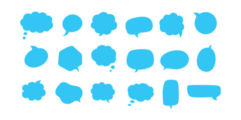 Set of speech bubbles. Speak bubble text, cartoon chatting box, message box. Blank empty white speech bubbles.