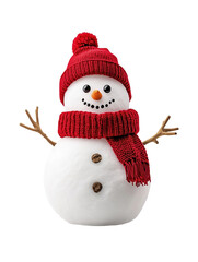 Cheerful Winter Snowman Decoration isolated on white or transparent background, png clipart, design element. Easy to place object on any other background.