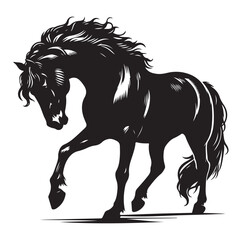Horse vector silhouette design, isolated white background.