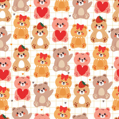 seamless pattern cute cartoon bears. cute animal pattern for wallpaper, background and gift wrap paper