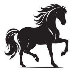 Horse vector silhouette design, isolated white background.