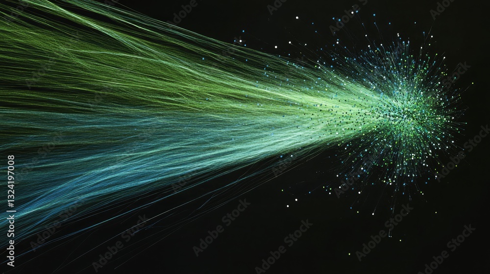 Poster futuristic data currents converging into a singular vision