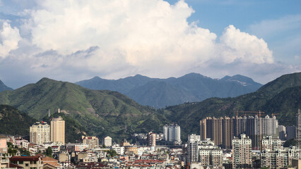 Cityscape of Qingtian City, Zhejiang, China

