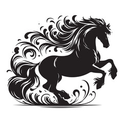 Horse vector silhouette design, isolated white background.