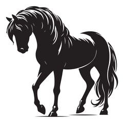 Horse vector silhouette design, isolated white background.