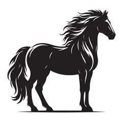 Horse vector silhouette design, isolated white background.