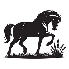Horse vector silhouette design, isolated white background.