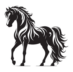 Horse vector silhouette design, isolated white background.