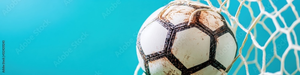 Aufkleber dynamic sports achievement visual professional soccer ball capturing net texture in high-resolution 