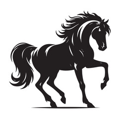 Horse vector silhouette design, isolated white background.