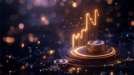 Financial Growth Business Success Winner, Business Success Winner with Animated Financial Graph and Futuristic UI , animated financial growth graph