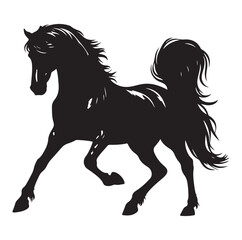 Horse vector silhouette design, isolated white background.