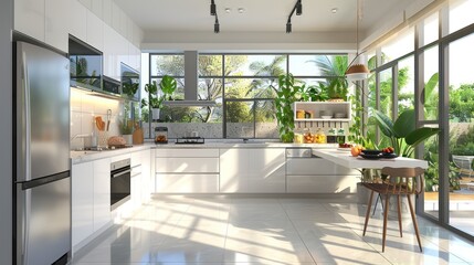 The key to a minimalist kitchen is to keep it clean and organized. All items and utensils should be stored neatly so that the room still looks clean and organized