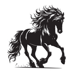 Horse vector silhouette design, isolated white background.