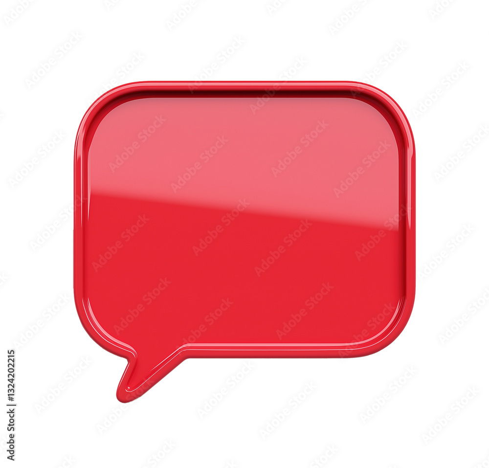 Poster sleek red rectangular speech bubble with rounded corners transparent image. blank talk balloon dialo