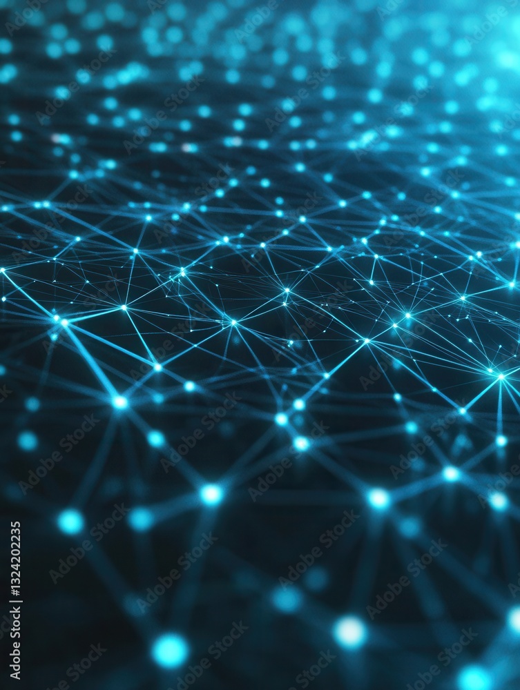 Poster Futuristic grid visualization showcasing holographic effects and glowing node representing digital innovation