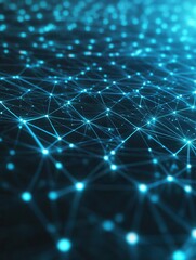 Obraz premium Futuristic grid visualization showcasing holographic effects and glowing node representing digital innovation