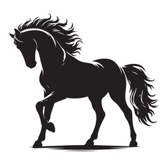 Horse vector silhouette design, isolated white background.