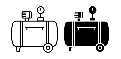 Air compressor icon pack in flat and thin liner vectors graphic for ui designs