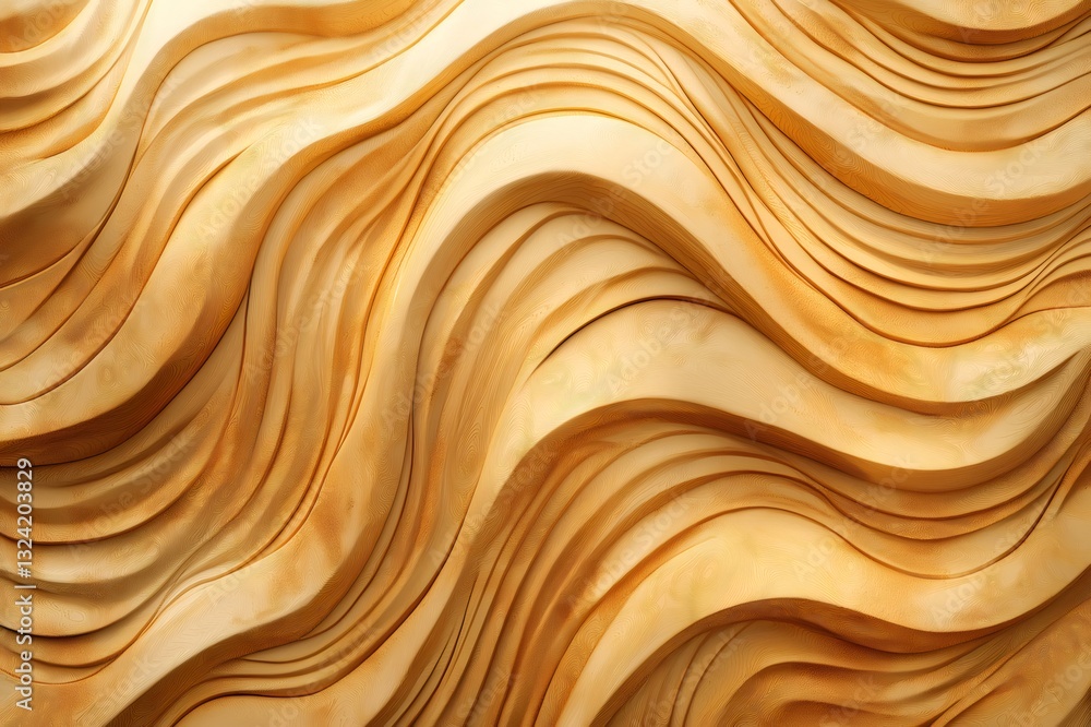 Aufkleber smooth, undulating wooden surface forming a captivating and rhythmic pattern, ideal for backgrounds 