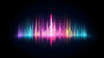 Abstract Digital Sound Wave Visualization with Dynamic Light and Vibrant Color Spectrum on Black Background